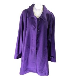 Roaman's Trench Coat Super Soft Purple Button up  woman's size 3X EUC